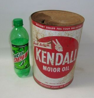 Vintage Kendall Motor Oil 5 Quart Empty Can Farm Truck Oil Metal Can