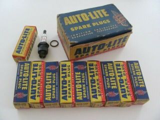 Vintage Auto - Lite Spark Plugs,  A - 7,  Box Of 10,  Old Stock,  14mm,  1955
