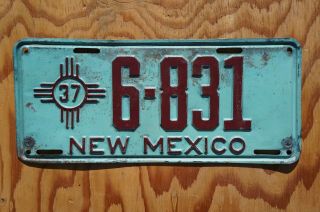1937 Mexico License Plate Low 6 - 831