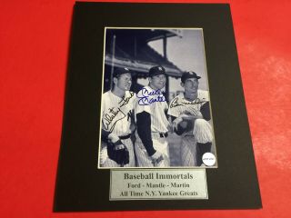 Mickey Mantle,  Whitey Ford,  And Billy Martin Signed 5x7 Photo With