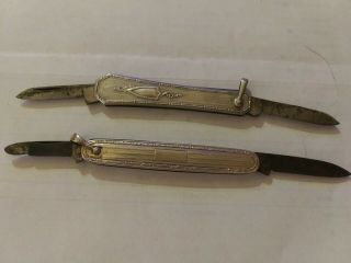 2 Vintage Sterling Silver Fruit Folding Pocket Knife