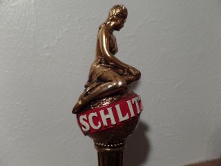 Vintage Schlitz Beer Lady On World Globe Gold Tap Handle -