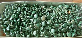 100 - Vintage Green Dome Head Upholstery Tacks - Nails,  W/1/2 " Steel Shank