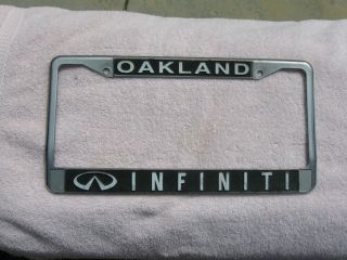Metal Dealer Vintage License Plate Frame Infiniti Of Oakland California
