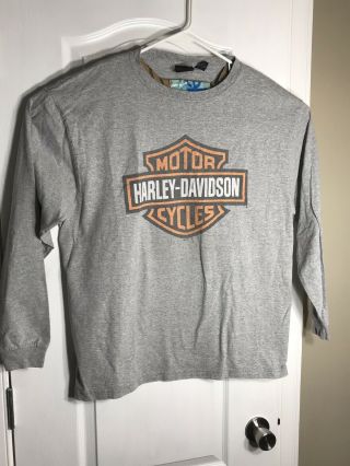 Harley Davidson Gray Mens Logo Long Sleeve Xl Shirt