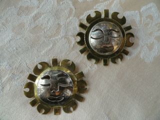Vintage Sun Face Pin Brooch Pendant 925 Sterling Silver Mexico Tr - 142