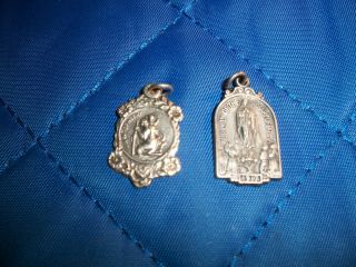 Vintage 2 Pure Sterling Silver Virgin Mary Rosary Charms