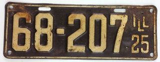 Illinois 1925 Old License Plate Garage Vintage Man Cave Old Car Tag Rustic Auto