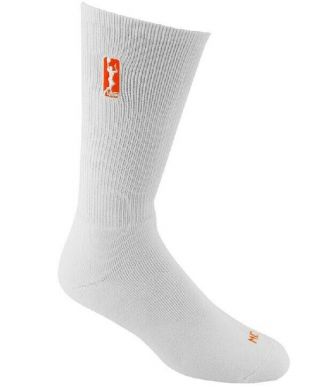 Wnba Crew Socks White With Orange Logo