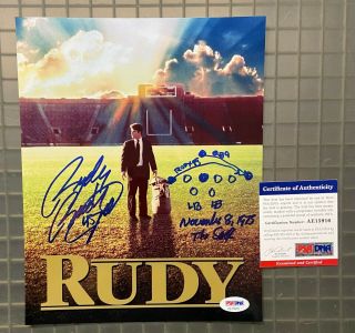Rudy Ruettiger Signed 8x10 Movie Photo Autographed W/ Play Inscription Psa/dna