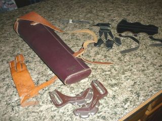 Vintage Ben Pearson Leather Quiver Bag 847,  Hand Guard,  Arm Guard And More
