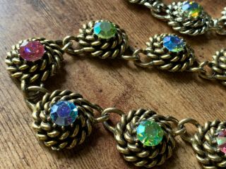Vintage Coro Jewelcraft Necklace & Bracelet Set - Multicolor Rhinestones,  Gold