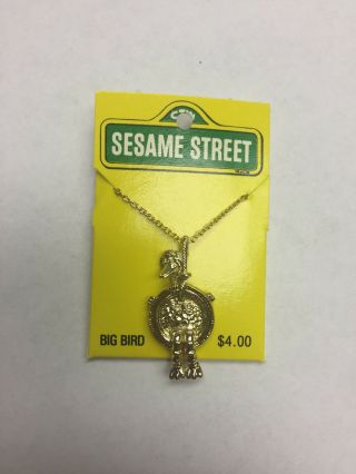 Sesame Street Big Bird Gold American Made Necklace 1980 