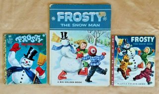 3 Vintage Big Little Golden Books Frosty The Snowman Christmas