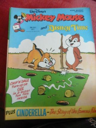 Walt Disneys Mickey Mouse And Disney Time Rare Comic 93 1977 Chip N Dale