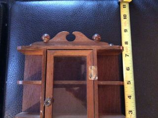 Vintage Wood Small Curio Display Cabinet Shelf For Miniatures Wall Or Table 2