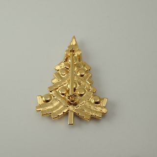 Vintage Multi Cut Clear Crystal Rhinestone Christmas Tree Gold Tone Pin Brooch 2