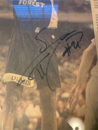 Tim Duncan Signed Wake Forest ACC Champion ACC Tournament Front Page Framed 199 2