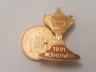 Vintage Motherwell 1991 Scottish Cup Winners Enamel Pin Badge