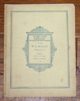 Mozart Concerto Iv Violin & Piano Sheet Music,  Vol.  890 - Vintage Schirmer