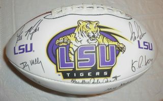 Les Miles & 2007 Lsu Tigers Coaching Staff Autographed Football