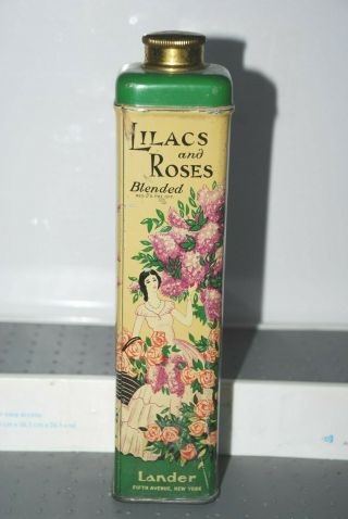 Vintage Lilacs And Roses Blended Talc Powder Tin,  Lander York