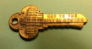 Vintage Brass Key To The City Of Boston With City Hall Reverse: Bunker Hill Monu