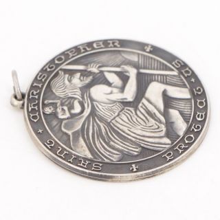 VTG Sterling Silver - Saint Christopher Protect Us Medal Bracelet Charm - 20g 2