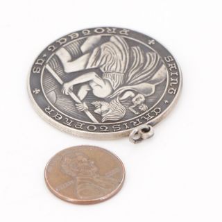 VTG Sterling Silver - Saint Christopher Protect Us Medal Bracelet Charm - 20g 3