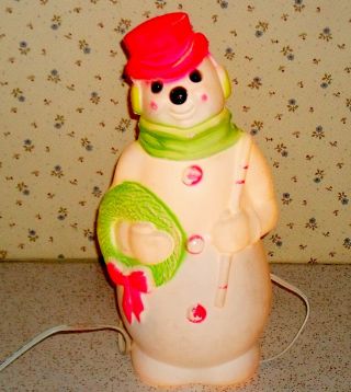 Vintage 1966 Empire Plastic Blow Mold Snowman 13 "