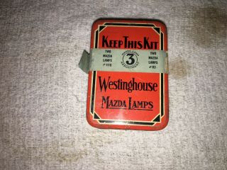 1920 ‘s - 1930s 3 Vintage Full Spare Bulb Kit Box Westinghouse Mazda.