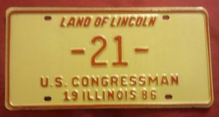 1986 Illinois U.  S.  Congressman - 21 - License Plate