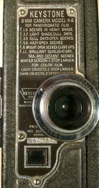 Vintage 1930 ' s Keystone 8mm Model K - 8 Movie Camera 2