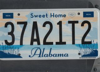Alabama Passenger License Plate " 37a21t2 " Henry