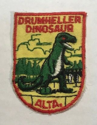 Vintage Drumheller Alberta Dinosaur Souvenir Embroidered Patch Badge 2/2
