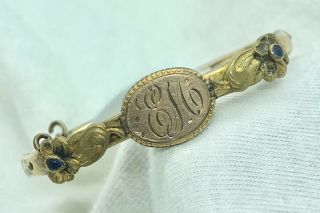 Vintage Victorian Era Engraved “em” Gold Filled Bangle Bracelet 41mm
