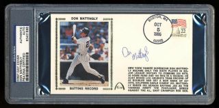 Don Mattingly Signed Gateway First Day Cover Psa/dna Slabbed Autographed Yankees
