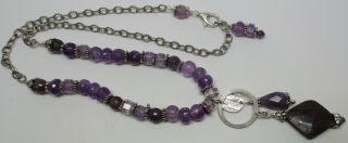 Vintage Sterling Silver Chunky Western Amethyst 17 - 3/4 " Necklace - 24.  3 Grams