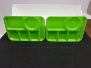2 Vintage Lime Green Silite 614 Plastic Cafeteria Lunch Trays Chicago,  Ill Usa