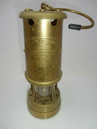Vintage British Coal Mining Brass Lamp Vale Type Aberaman Colliery Gas Lantern