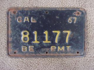 1967 California License Plate Pmt Truck Tag