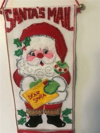 Vintage Handmade Felt Sequin Beads Christmas Santa 