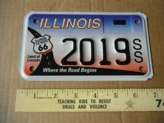 Scarce Illinois 2014 Route 66 Optional Base Motorcycle License Plate Un - Tag