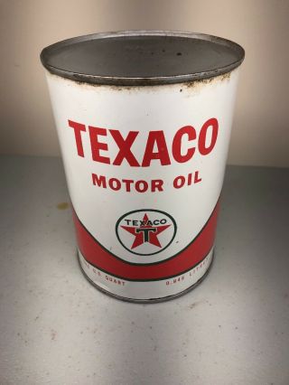 Vintage Full Texaco York Motor Oil Can Metal Quart Can