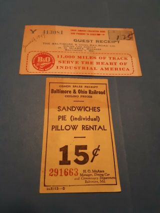 1947 B&o Railroad Guest Receipt,  Coach Sales Receipt
