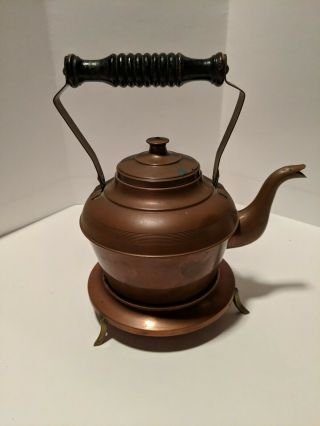 Vintage Copper Tea Pot W/ Stand