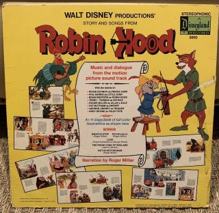 Vintage Walt Disney ' s Robin Hood Vinyl Record 3
