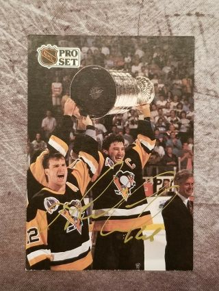 1991 Pro Set Signed Mario Lemieux 318 Auto Autograph Pittsburgh Penguins