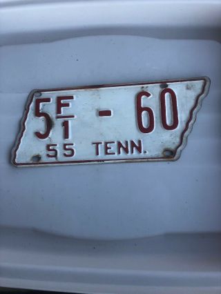 Vintage All 1955 Sullivan County Tennessee State Shaped License Plate