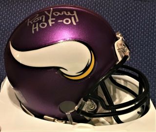 Ron Yary Signed Minnesota Vikings Mini Helmet - - " Hof 01 " - Tristar